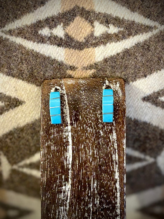 Half Hoop Turquoise Inlay Earrings Gilbert Kanesta