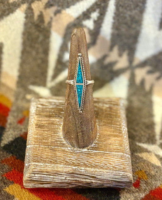 Vintage Crushed Turquoise Inlay Ring