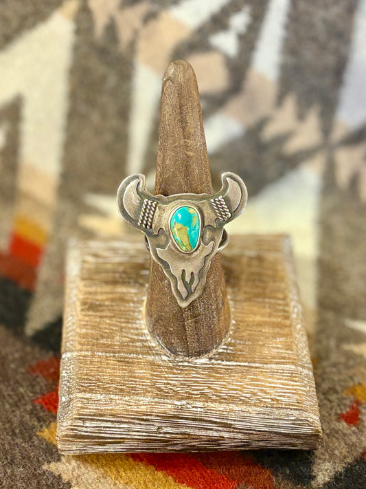 Reagan Hough Cattle Skull Turquoise Ring