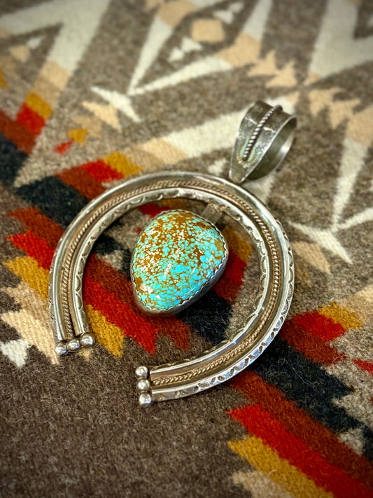 Vintage Webbed Turquoise Naja Pendant