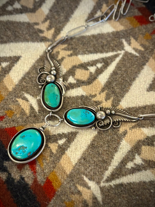 Vintage Navajo Turquoise and Coral Necklace