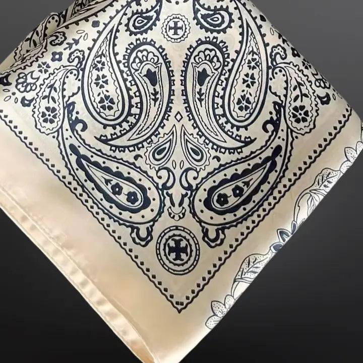 Off White Paisley Bandana Print Silk Scarf Wild Rag