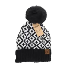 Beanie With Faux Fur or Yarn Pom