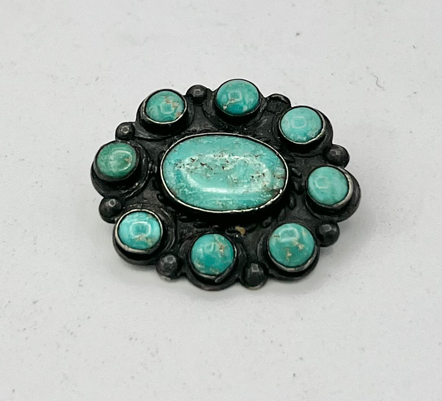 Pin - Vintage Cluster Turquoise Sterling