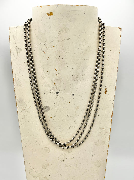 Navajo Pearl Necklace 3 Strands with Laborite 4mm 20"