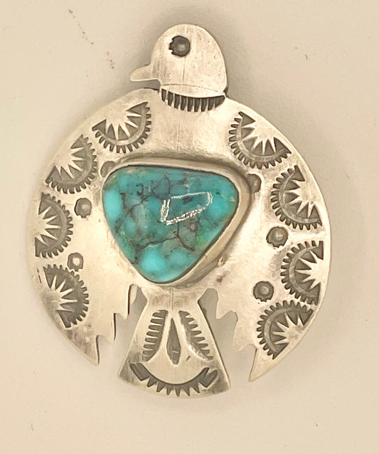 Pin - Thunderbird, Navajo, Sterling and Turquoise