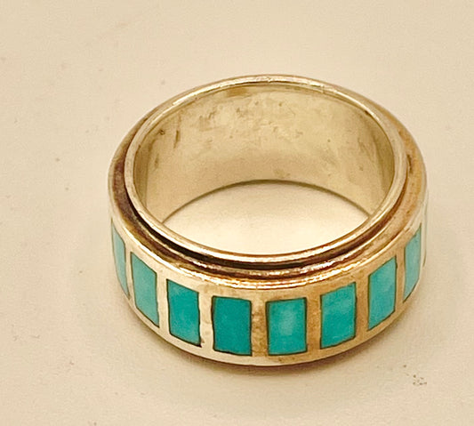Ring- Turquoise Inlayed Band size 6
