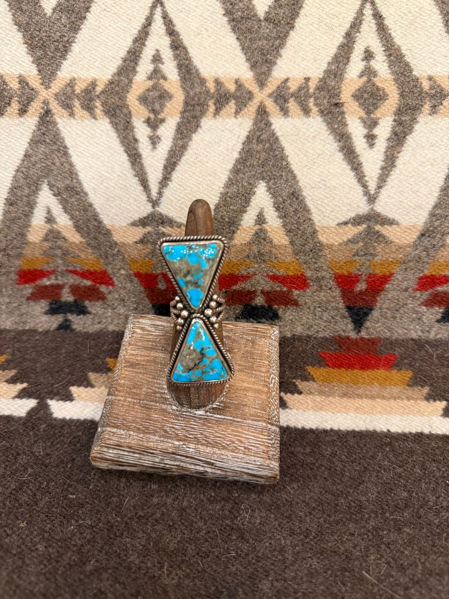 Double Down Birdseye Kingman Turquoise Ring