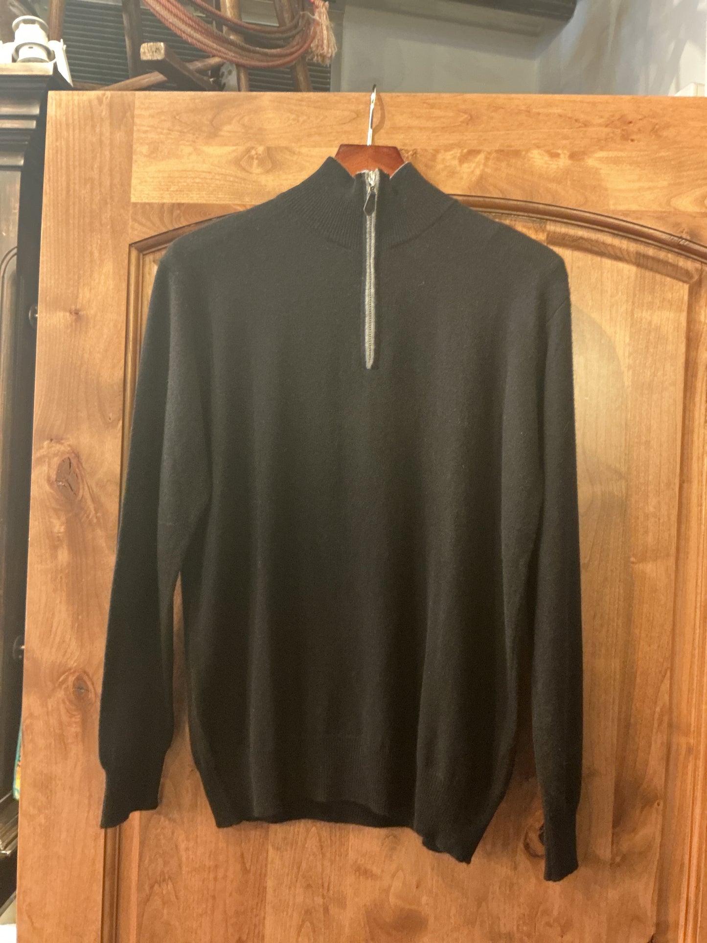 Men's Black Quarter Zip Cashmere Sweater