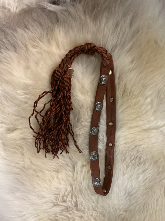 Lampman Concho Hatband with Twisted Fringe - Tobacco