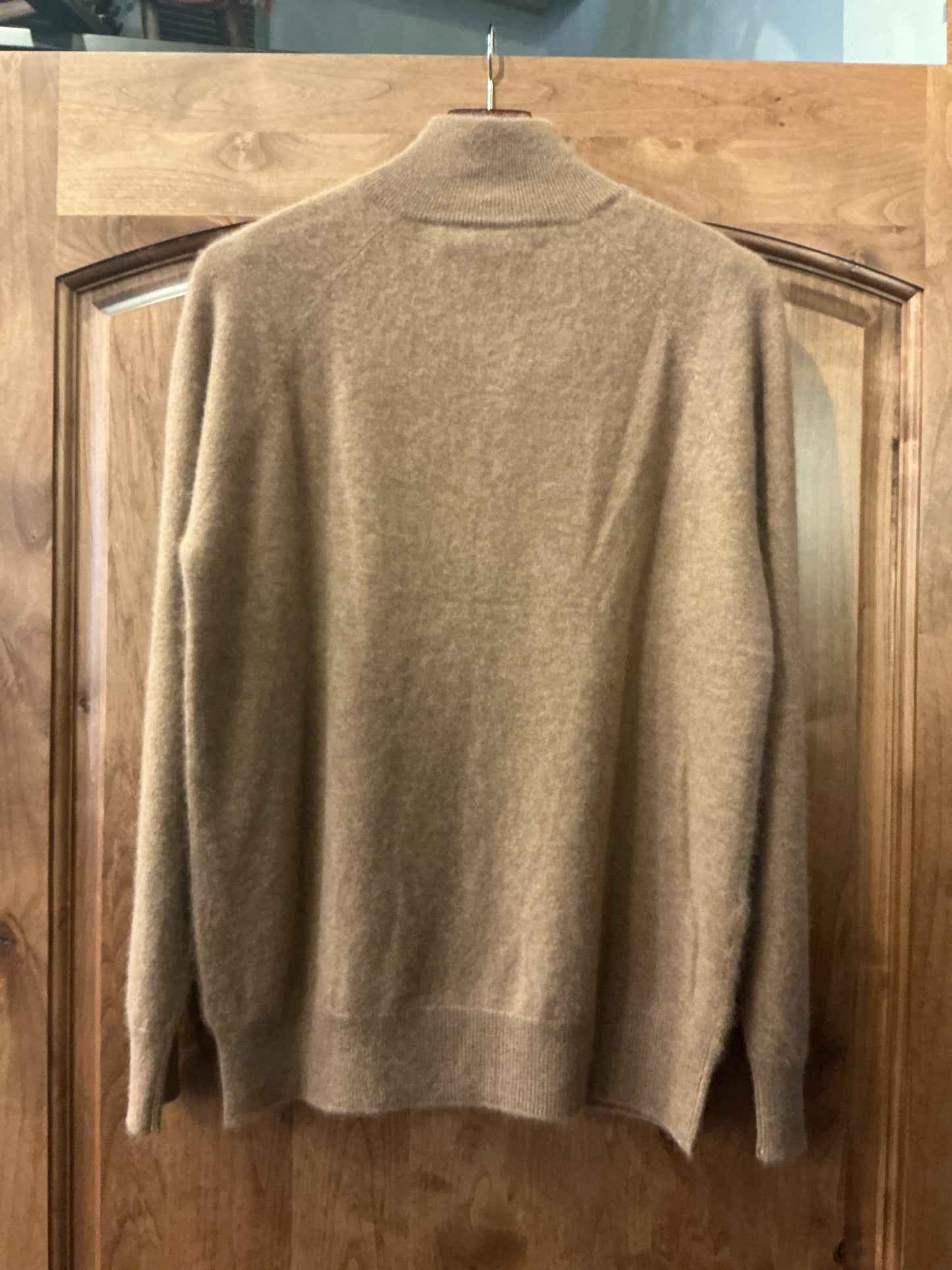 Men's Tan Quarter Zip Cashmere Sweater