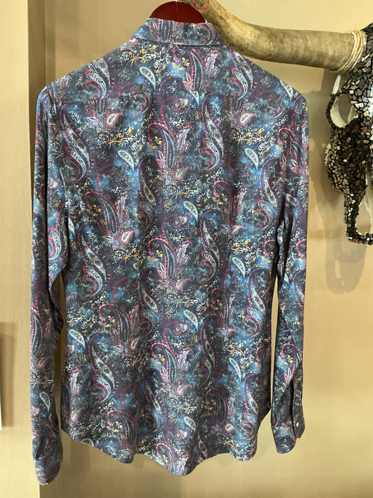 Claire Tencel Shirt - Blue Paisley