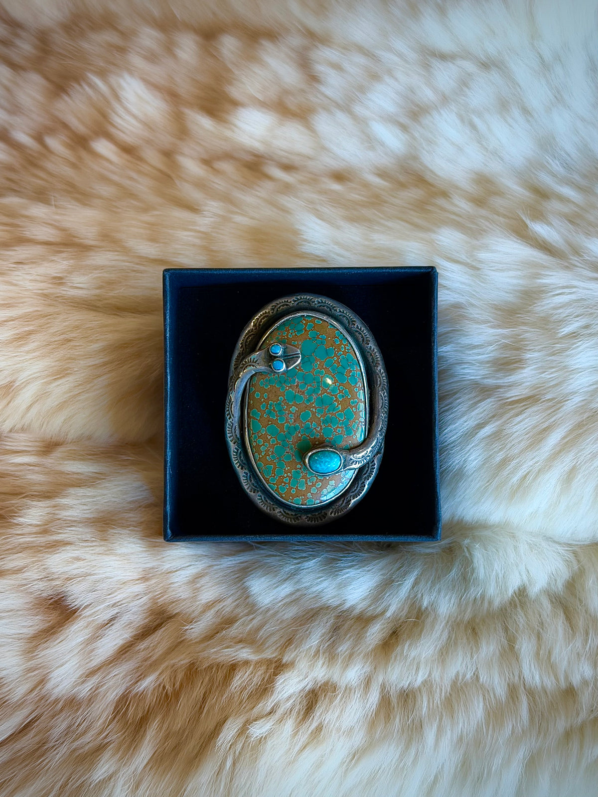 Green Turquoise Snake Statement Ring