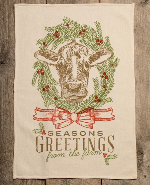 Cow Seasons Greetings from the Farm - Kitchen Towel