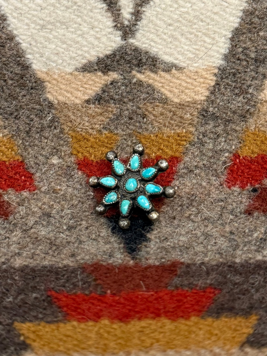 Vintage Zuni Kingman Turquoise Small Cluster Pin