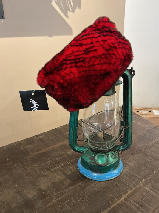 Knitted Rabbit Headband - Red/Black