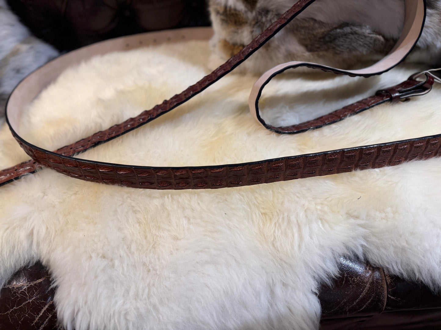 Nile 'Horn Back' Crocodile Leather Belt Strap - Cognac