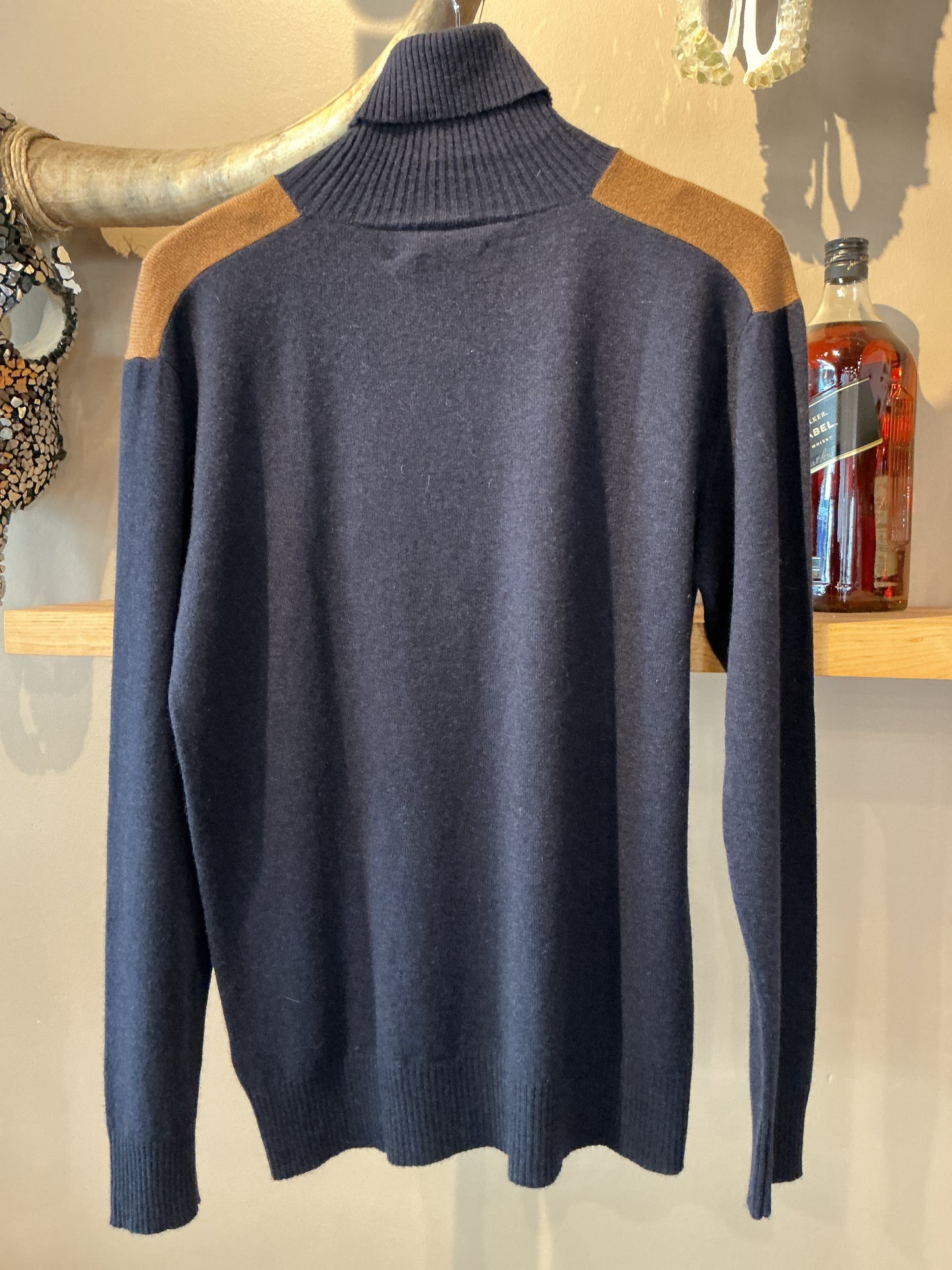 Dark Blue Aztec Mens Cashmere Sweater