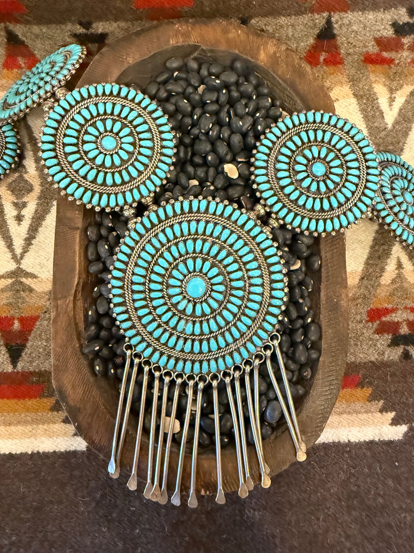 Statement Zuni Turquoise and Sterling Silver Set
