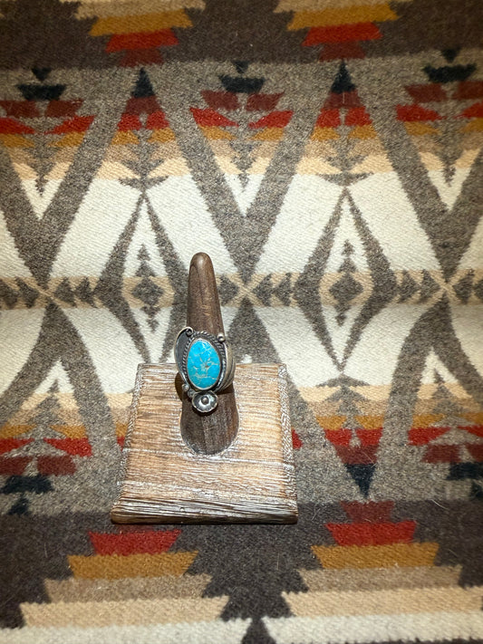 Vintage Turquoise & Sterling Flower Ring