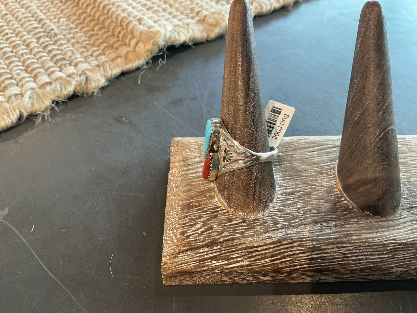 Navajo Coral & Turquoise Ring- M.L.