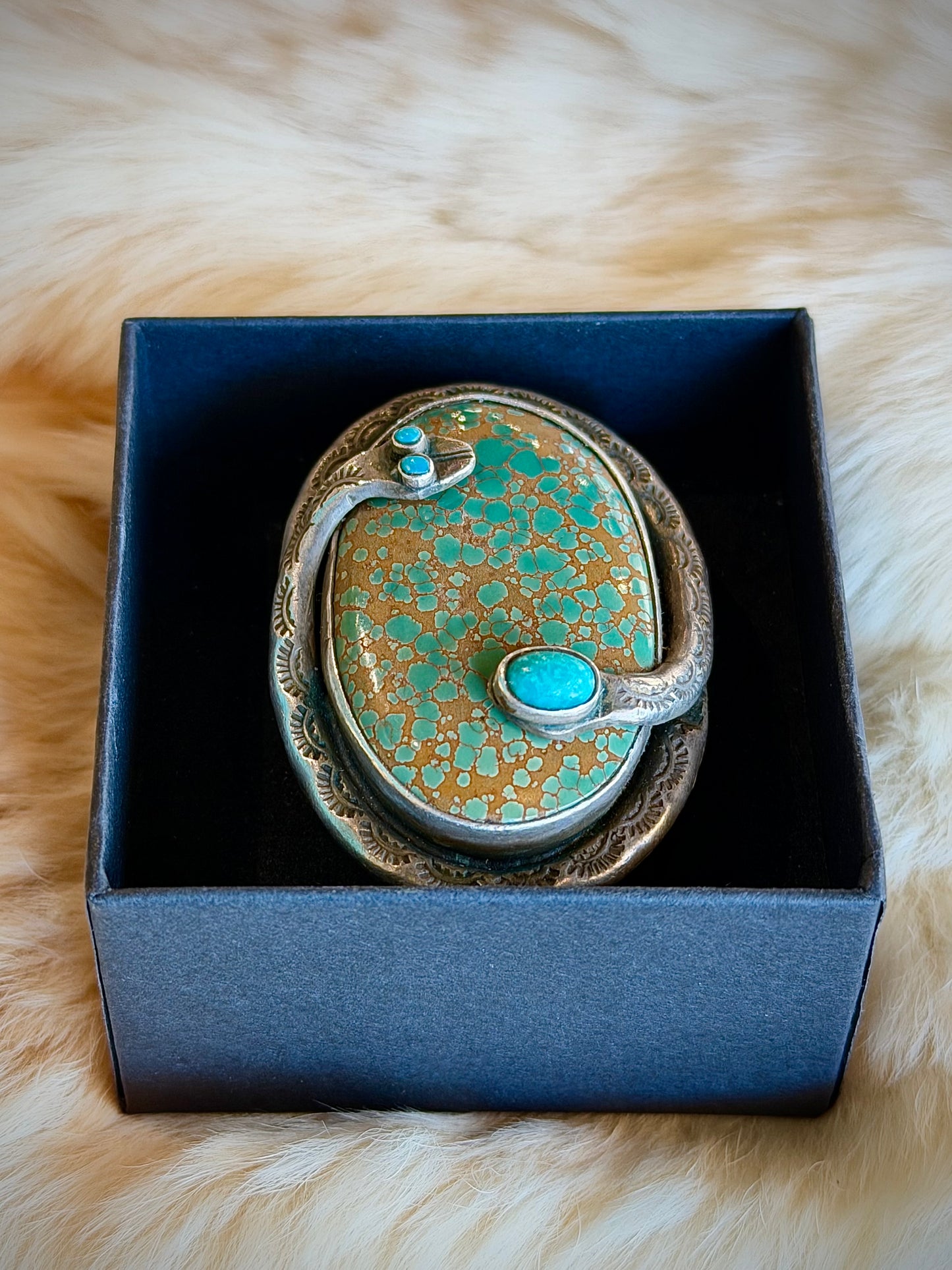 Green Turquoise Snake Statement Ring
