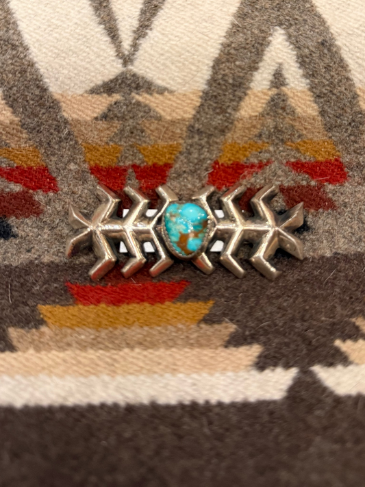 Vintage Navajo Royston Turquoise Sandcast Pin