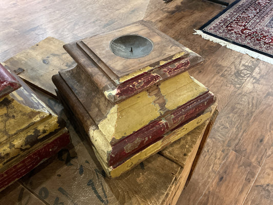 Wooden Pillar Base Candle Holder