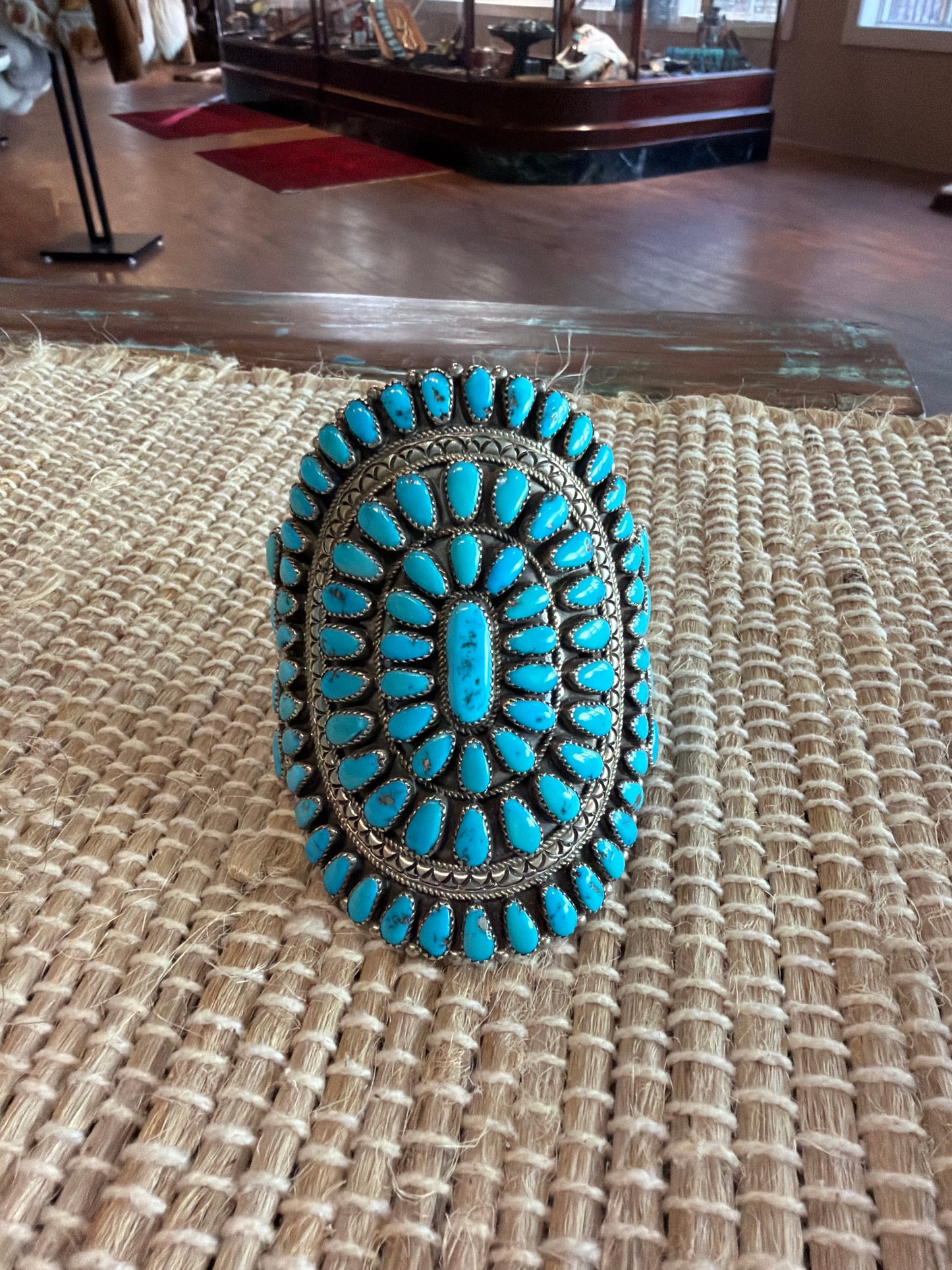Large Cuff With Clustered Turquoise on Sterling