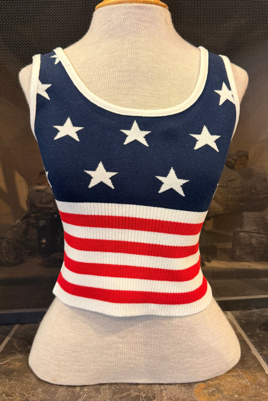 American Flag Ribbed Crop Tank