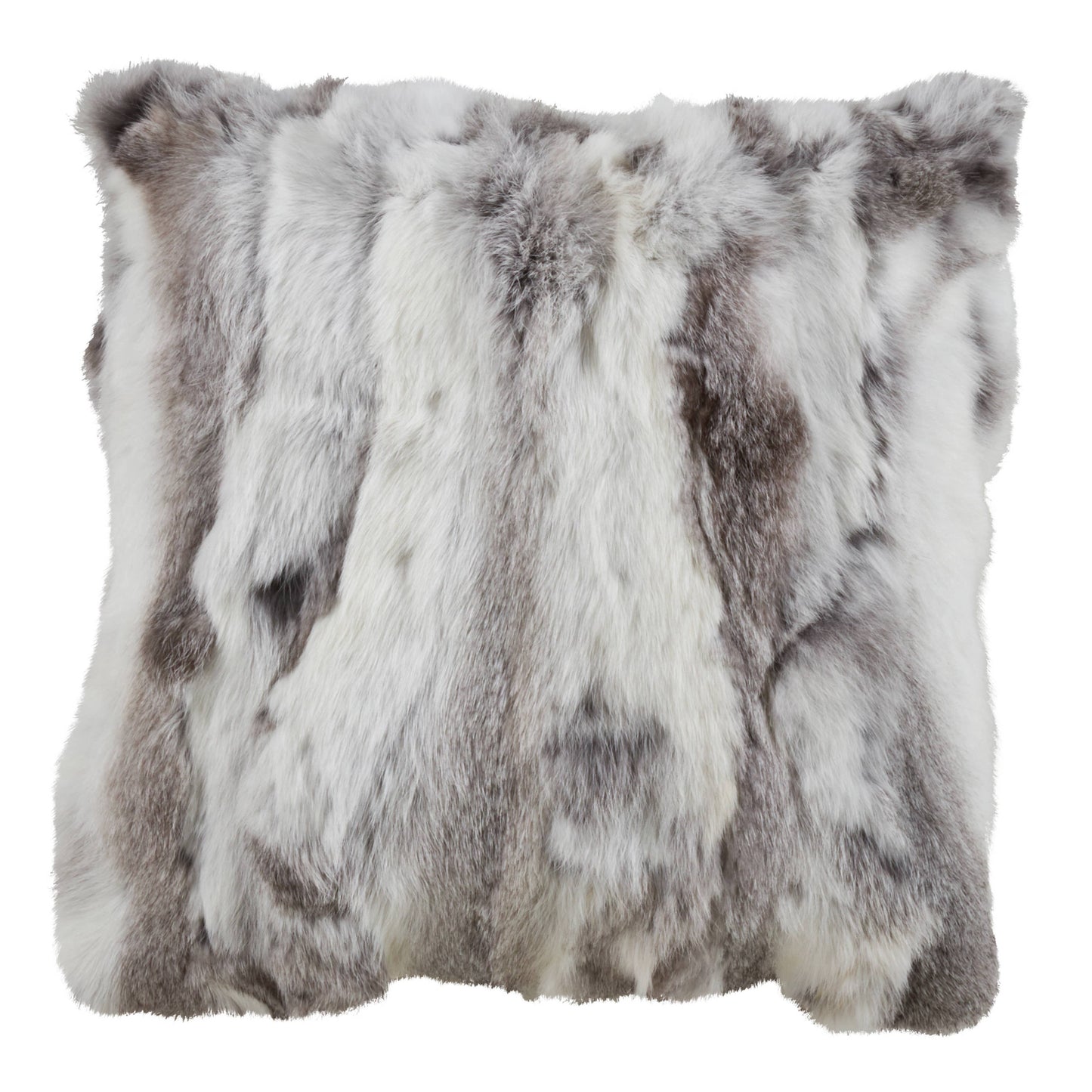 Rabbit Fur Pillow - Poly Filled - Grey