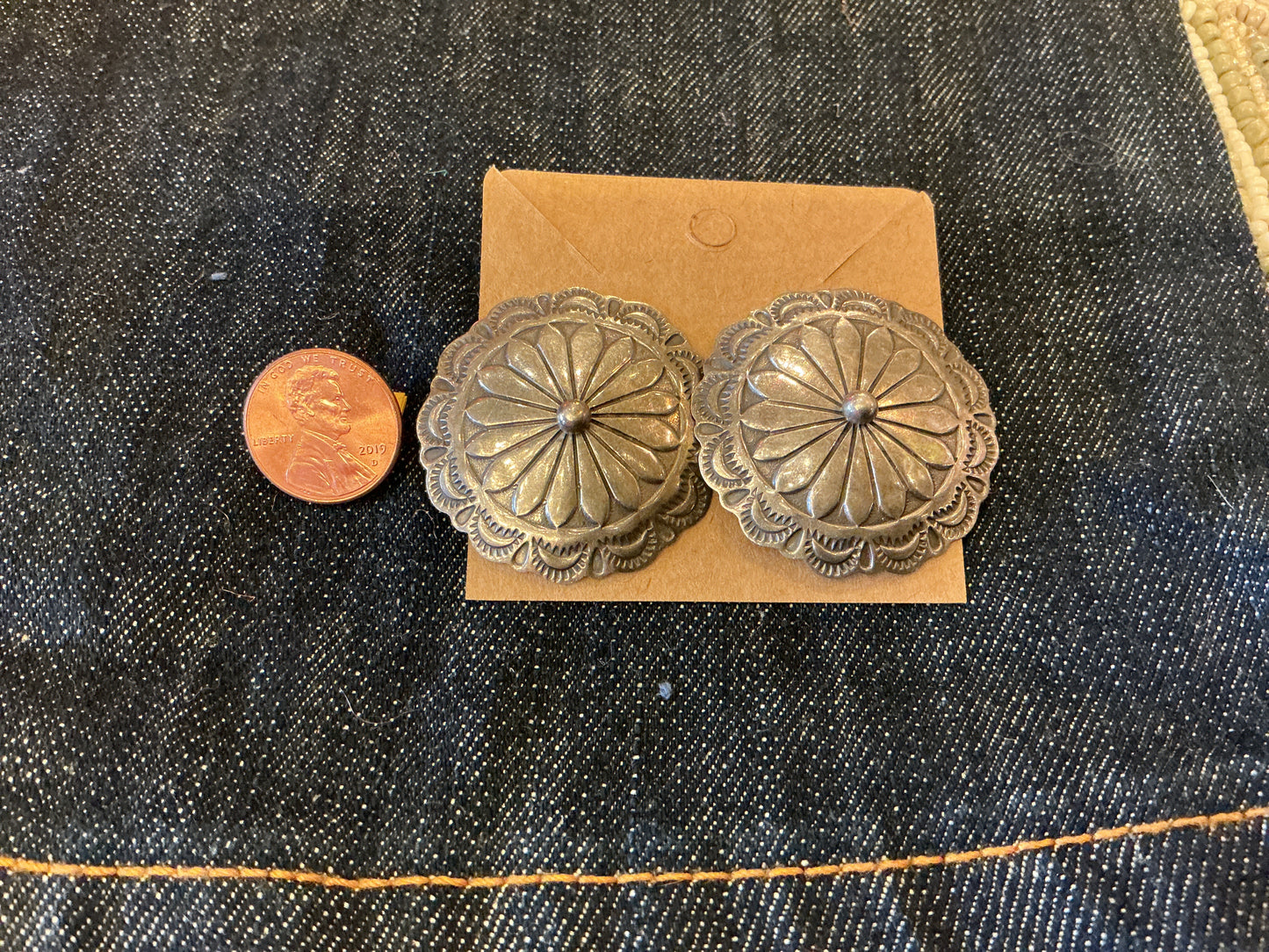 Large Sterling Concho Earrings