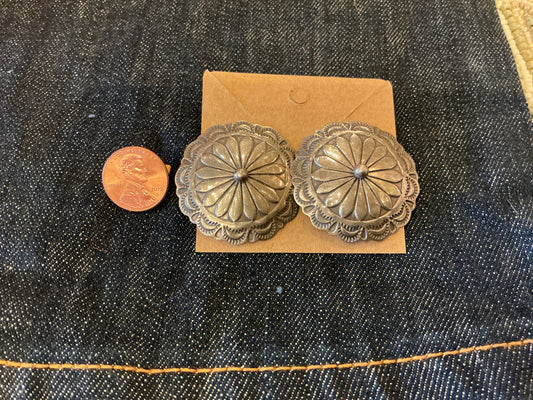Large Sterling Concho Earrings