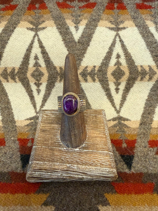 Charoite Sterling and Gold Ring