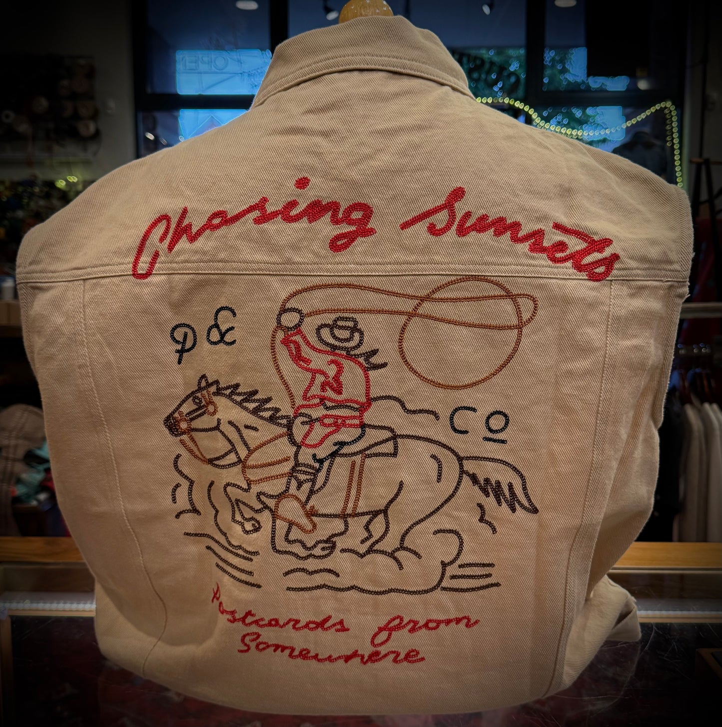 Sunset Embroidered Denim Vest
