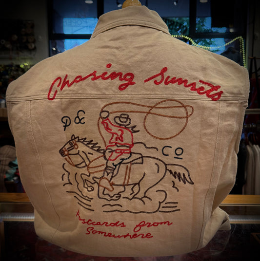 Sunset Embroidered Denim Vest