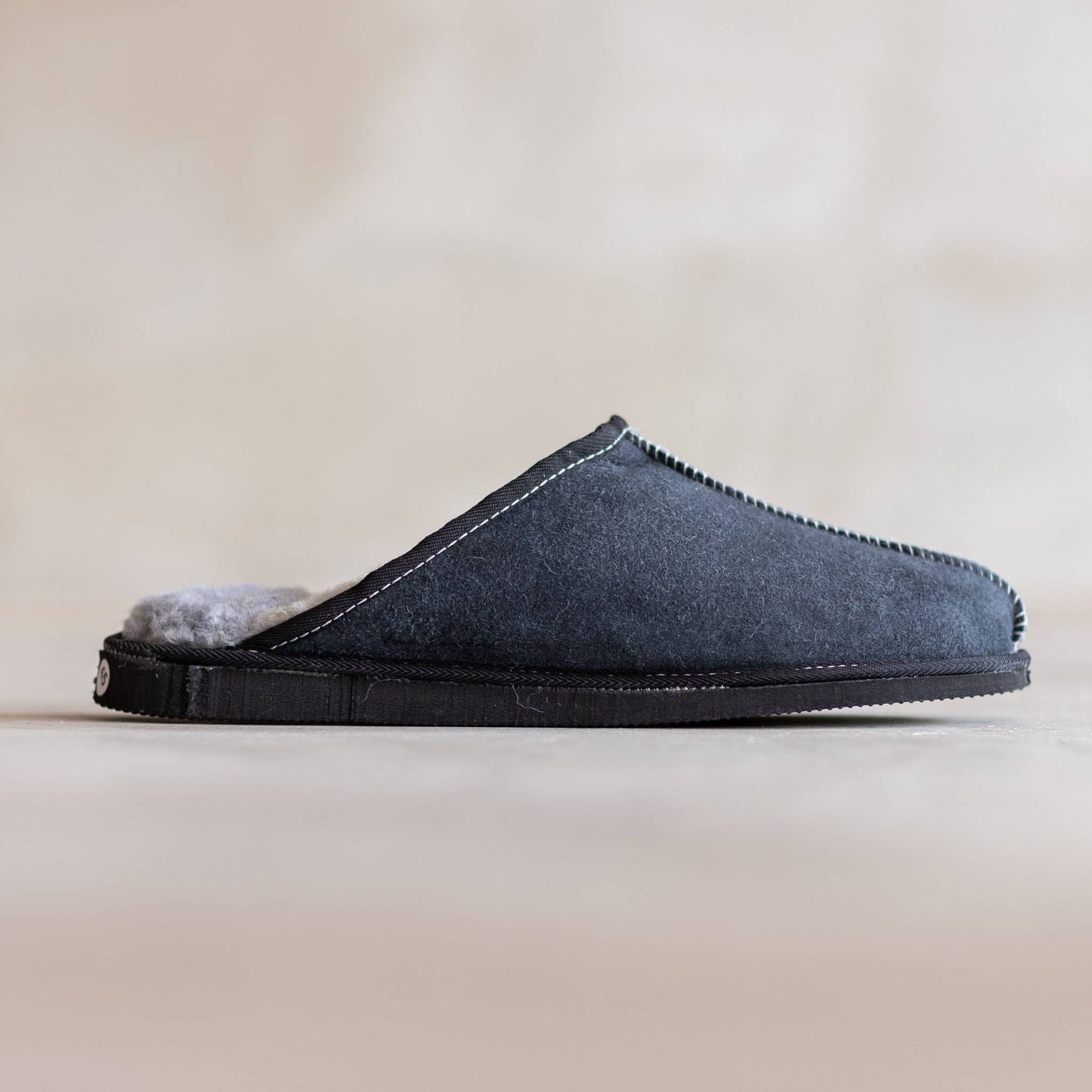 Men's Lambskin Slippers - Grey/Blue