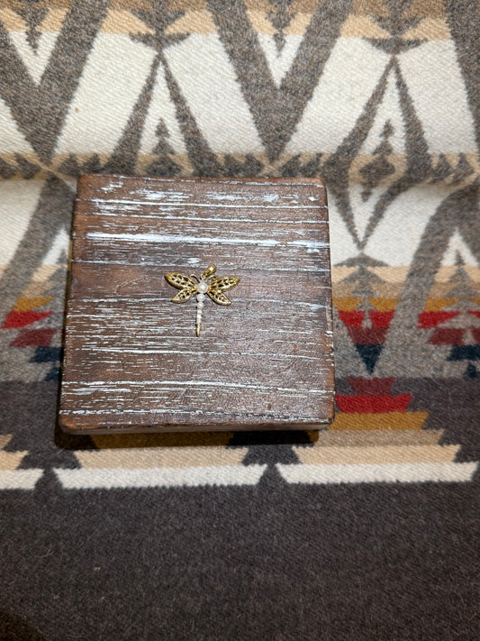 Diamond Inlay Golden Dragonfly Pendant