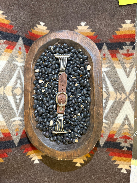 Leather and Sterling Watch Band
