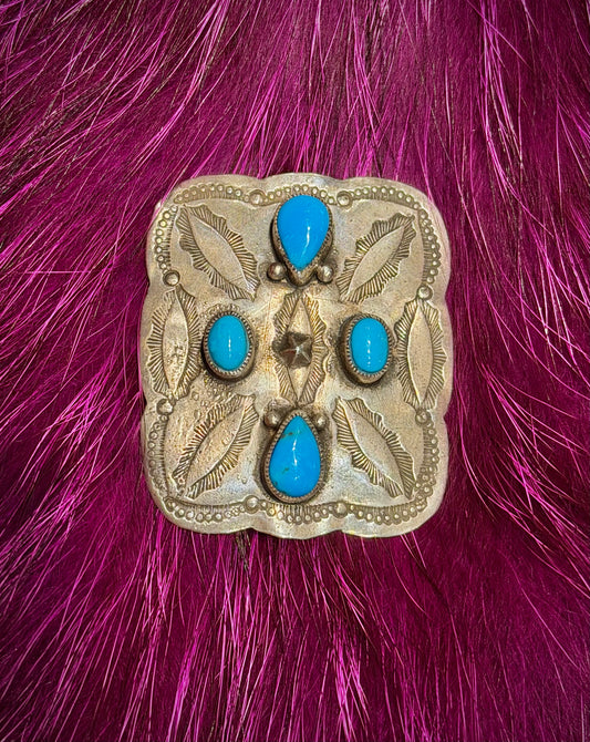 Pin - Navajo Sterling Silver and Turquoise Buckle