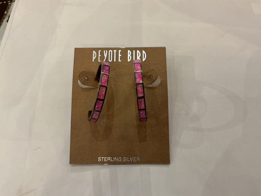 Pink Opal Tile Hoop Earrings