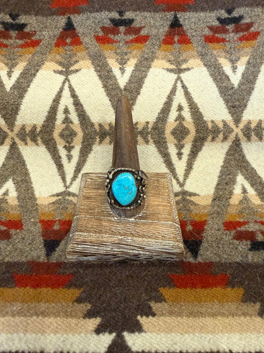 Vintage Rectangular Sterling & Turquoise Ring