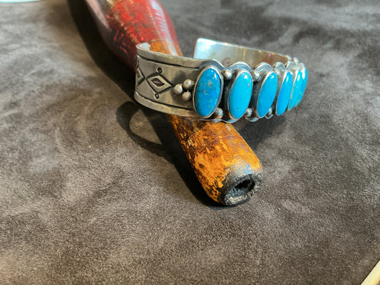 Cuff/ Bracelet- Navajo 8 Stone Turquoise