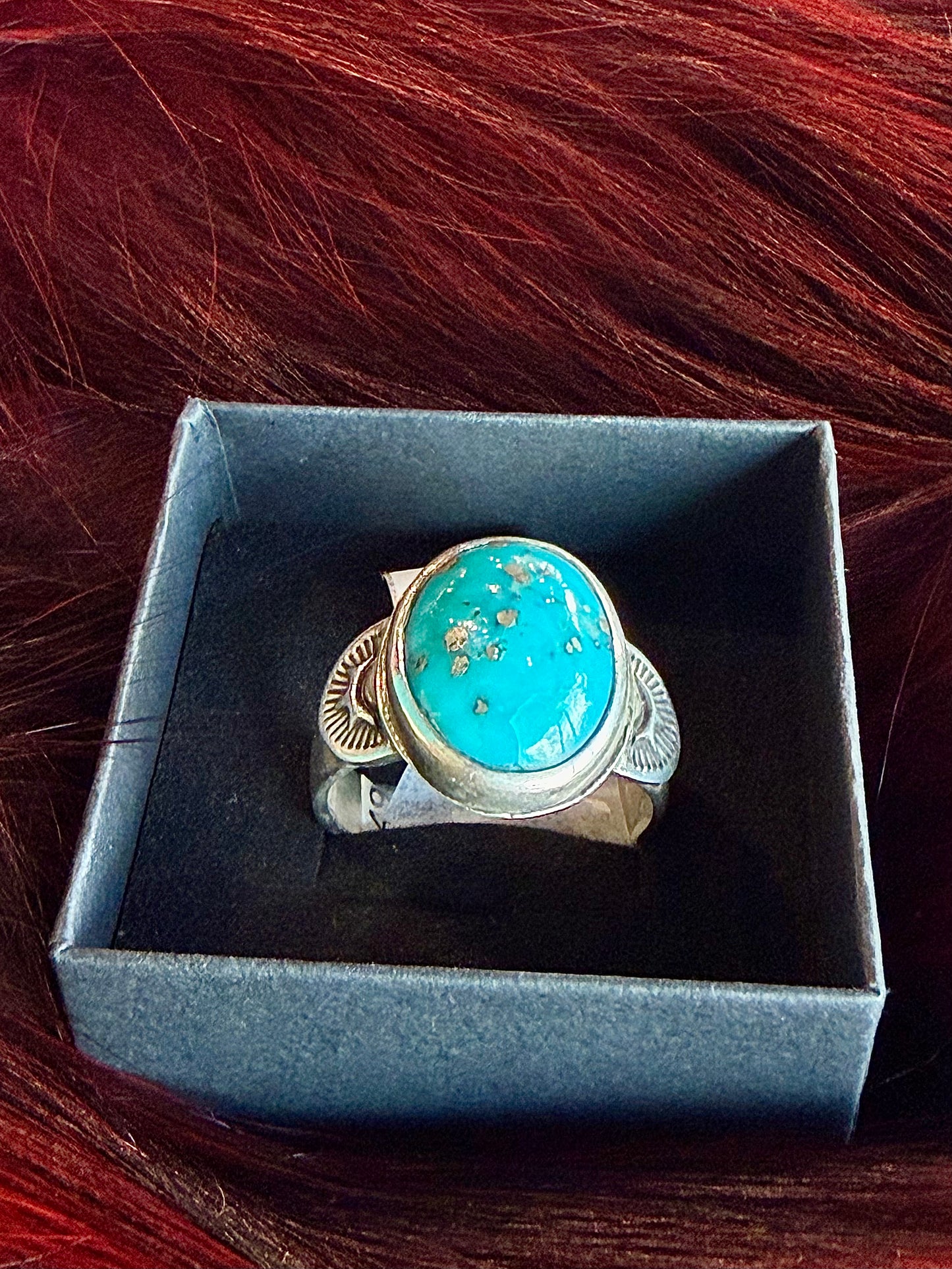 Vintage Navajo Kingman Turquoise Cabochon Ring