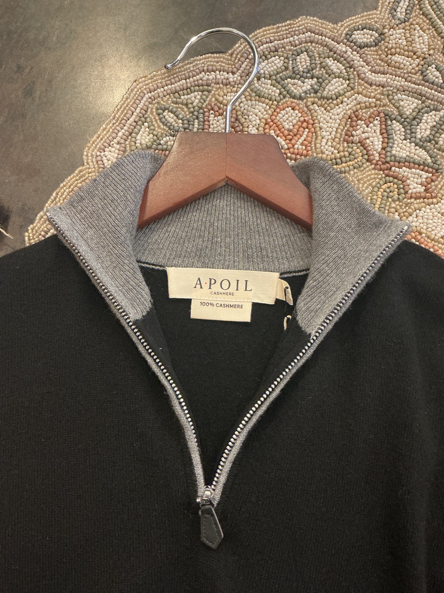 Men's Black Quarter Zip Cashmere Sweater