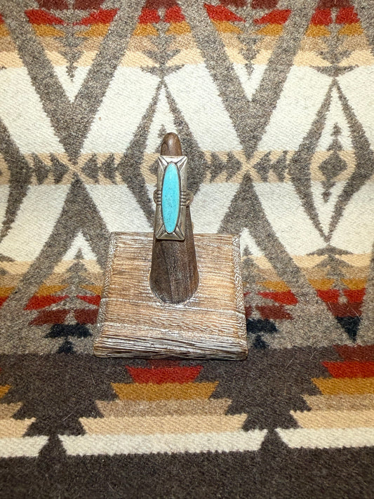 Vintage Turquoise Inlay Ring Size 4