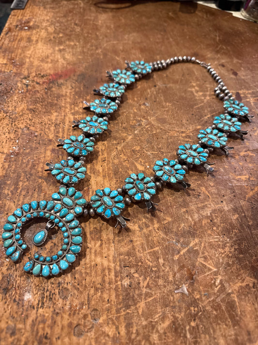 Zuni Turquoise Squash Blossom Necklace