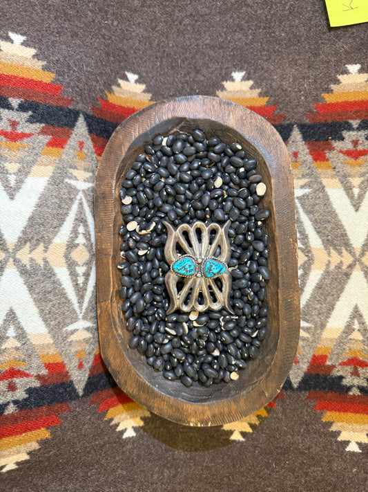 Turquoise and Sterling Sandcasted Belt Buckle