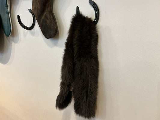 Brown Knit Fox Collar