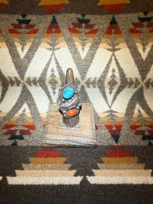 Spiny Oyster & Turquoise Statement Ring